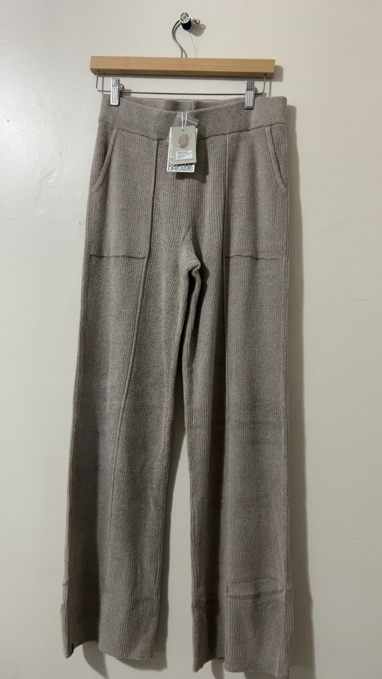 Barefoot Dreams Beige CozyChic Ultra Lite Knit Pants Small